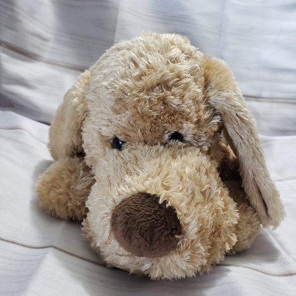 🌞SOLD🌞 Walmart Silky Brown Dog Plush 14" Stuffed Animal Bone Print Bow HTF - Picture 9 of 9